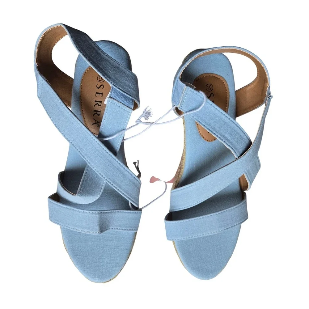 Serra‎ Blue Espadrille Wedge Sandals Women's Size 10 NWT Summer